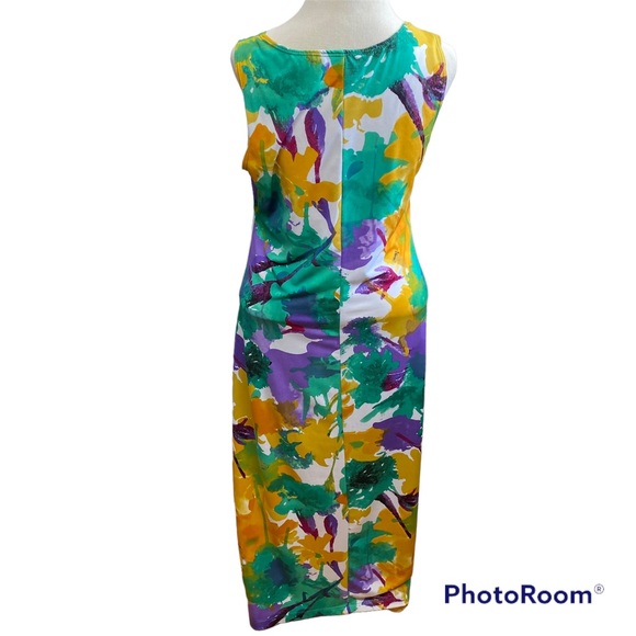 Slinky Brand Medium Maxi Dress Sleeveless Floral Watercolor Brush Print Stretch - Picture 5 of 13